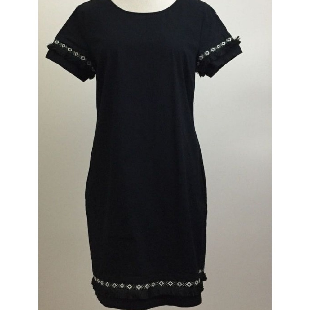Coercion London Embroidered & Frayed Accent dress